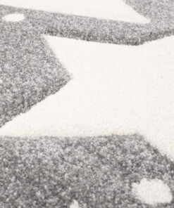 Kinderteppich Rund Sterne 3D - Grau/Creme - close up materiaal, thumbnail