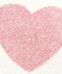 Kinderteppich Rund Herzen 3D - Creme/Rosa - close up materiaal, thumbnail
