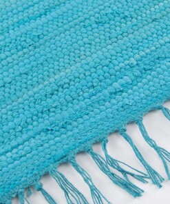 Kelim Teppich Handgewebt Bomull - Türkis - close up zijkant, thumbnail Kelim Teppich Handgewebt Bomull - Türkis - close up zijkant, thumbnail