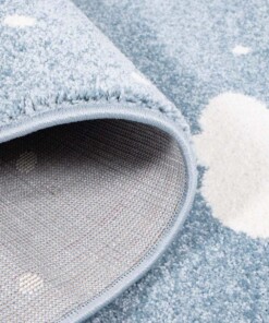 Kinderteppich Rund Wolke & Stern 3D - Blau/Creme - close up vouw, thumbnail