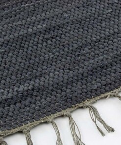 Kelim Teppich Handgewebt Bomull - Anthrazit - close up zijkant, thumbnail Kelim Teppich Handgewebt Bomull - Anthrazit - close up zijkant, thumbnail