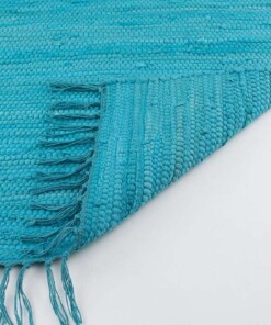 Kelim Teppich Handgewebt Bomull - Türkis - close up vouw, thumbnail Kelim Teppich Handgewebt Bomull - Türkis - close up vouw, thumbnail