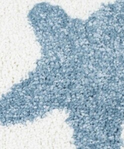 Kinderteppich Rund Kleine Sterne 3D - Creme/Blau - close up materiaal, thumbnail