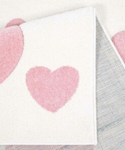 Kinderteppich quadratisch Herzen 3D - Creme - close up vouw, thumbnail