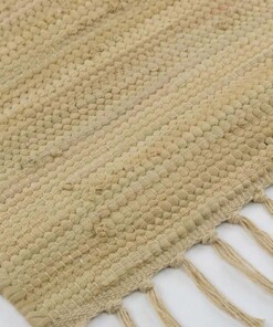 Kelim Teppich Handgewebt Bomull - Beige - close up zijkant, thumbnail Kelim Teppich Handgewebt Bomull - Beige - close up zijkant, thumbnail