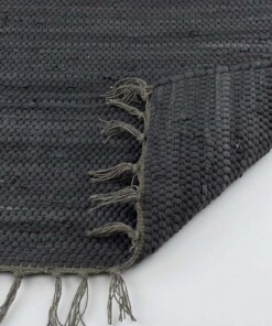 Kelim Teppich Handgewebt Bomull - Anthrazit - close up vouw, thumbnail Kelim Teppich Handgewebt Bomull - Anthrazit - close up vouw, thumbnail