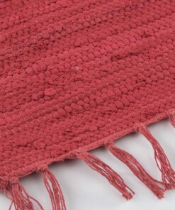 Kelim Teppich Handgewebt Bomull - Rot - close up zijkant, thumbnail