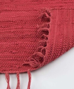 Kelim Teppich Handgewebt Bomull - Rot - close up vouw, thumbnail