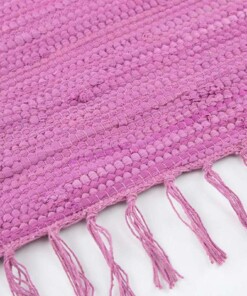 Kelim Läufer Handgewebt Bomull - Lila - close up zijkant, thumbnail