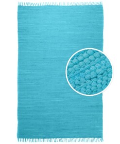 Kelim Teppich Handgewebt Bomull - Türkis - overzicht boven, thumbnail Kelim Teppich Handgewebt Bomull - Türkis - overzicht boven, thumbnail