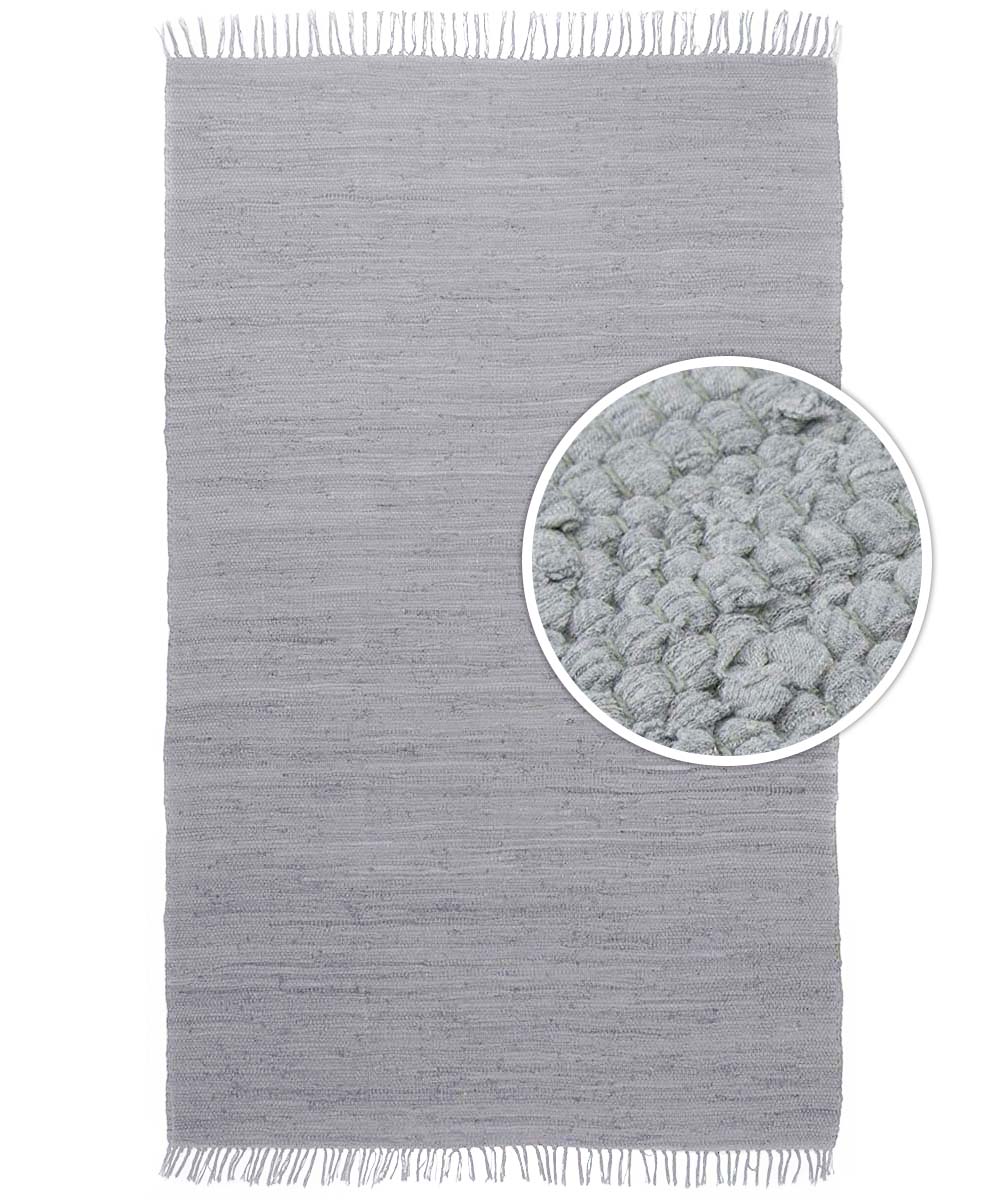 Kelim Teppich Handgewebt Bomull - Grau - overzicht boven Kelim Teppich Handgewebt Bomull - Grau - overzicht boven