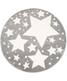 Kinderteppich Rund Sterne 3D - Grau/Creme - overzicht boven, thumbnail Kinderteppich Rund Sterne 3D - Grau/Creme - overzicht boven, thumbnail