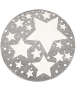Kinderteppich Rund Sterne 3D - Grau/Creme - overzicht boven