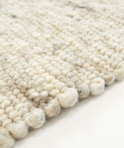 Wollteppich Handgewebt Ylva - Beige - close up zijkant, thumbnail
