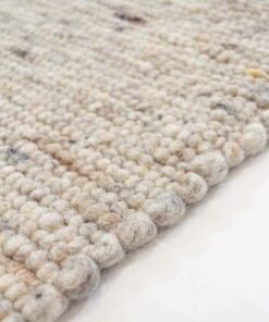 Wollteppich Quadratisch Handgewebt Ylva- Beige/Grau - close up zijkant, thumbnail Wollteppich Quadratisch Handgewebt Ylva- Beige/Grau - close up zijkant, thumbnail