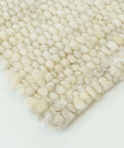 Wollteppich Handgewebt Veve - Beige/Creme - close up hoek, thumbnail