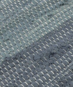 Kelim Läufer Streifen Handgewebt Bomull - Blau/Weiß - close up materiaal, thumbnail