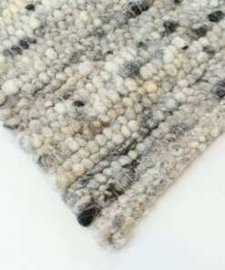 Wollteppich Handgewebt Veve - Grau/Creme - close up zijkant, thumbnail Wollteppich Handgewebt Veve - Grau/Creme - close up zijkant, thumbnail