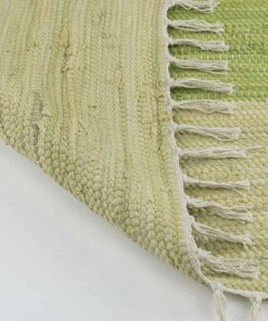 Kelim Teppich Streifen Handgewebt Bomull - Grün/Weiß - close up vouw, thumbnail