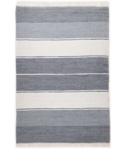 Kelim Läufer Streifen Handgewebt Bomull - Blau/Weiß - overzicht boven, thumbnail