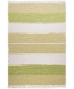 Kelim Teppich Streifen Handgewebt Bomull - Grün/Weiß - overzicht boven, thumbnail