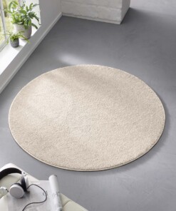 Teppich Rund Kurzflor Qualis - Creme - sfeer