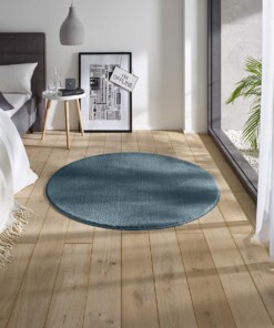 Flauschiger Teppich Rund Loft - Blau (waschbar 30°C) - sfeer