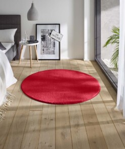 Flauschiger Teppich Rund Loft - Rot (waschbar 30°C) - sfeer