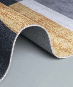 Teppich Geometrische Muster - Gold/Grau - close up rol, thumbnail