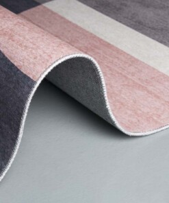 Teppich Geometrische Muster - Rosa/Gold - close up rol, thumbnail