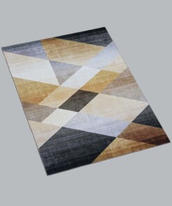 Teppich Geometrische Muster - Gold/Braun - overzicht schuin