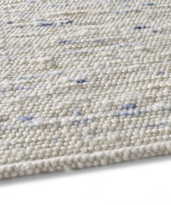 Wollläufer Handgewebt Oslo - Creme/Blau - close up zijkant, thumbnail