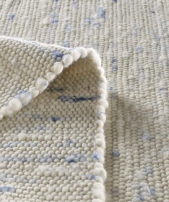 Wollläufer Handgewebt Oslo - Creme/Blau - close up vouw, thumbnail