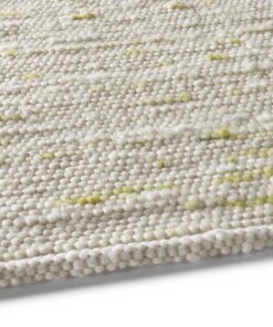 Wollteppich Quadratisch Hangewebt Oslo - Creme/Grün - close up zijkant, thumbnail