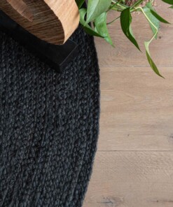 Jute Teppich Rund Pure - Schwarz [special edition]