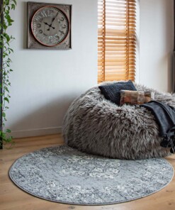 Vintage Teppich Rund Antiq - Grau