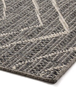 Outdoor Läufer Zick Zack Summer - Grau/Creme - close up hoek, thumbnail Outdoor Läufer Zick Zack Summer - Grau/Creme - close up hoek, thumbnail