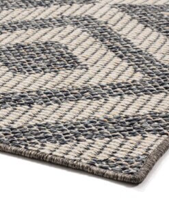 Outdoor Teppich Raute Kjeld - Blau/Creme - close up hoek, thumbnail