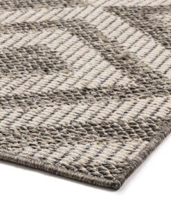 Outdoor Teppich Raute Kjeld - Grau/Creme - close up hoek, thumbnail