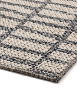 Outdoor Läufer Steinoptik - Dunkelblau/Creme - close up hoek, thumbnail