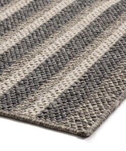 Outdoor Läufer Kariert Urban - Grau/Creme - close up hoek, thumbnail