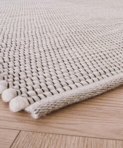Wollteppich Lett - Weiß - close up hoek, thumbnail