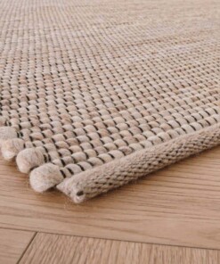 Wollteppich Lett - Beige/Creme - close up hoek, thumbnail