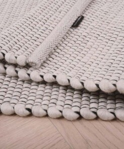 Wollteppich Lett - Weiß - close up vouw, thumbnail