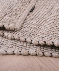 Wollteppich Lett - Beige/Creme - close up vouw, thumbnail