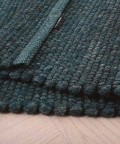Wollteppich Lett - Petrol - close up vouw, thumbnail