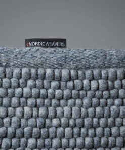 Wollteppich Lett - Stahlblau - close up zijkant, thumbnail