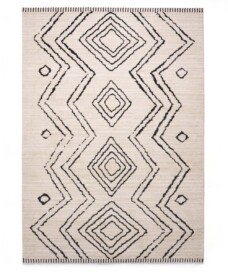 Berber Teppich Beni Ouarain Bahij - Creme/Schwarz - overzicht boven, thumbnail