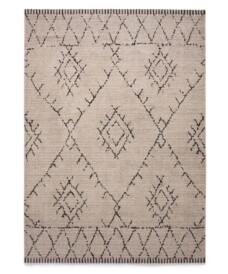 Berber Teppich Beni Ouarain Sufian - Grau/Schwarz - overzicht boven, thumbnail