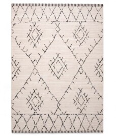 Berber Teppich Beni Ouarain Sufian - Creme/Schwarz - overzicht boven, thumbnail